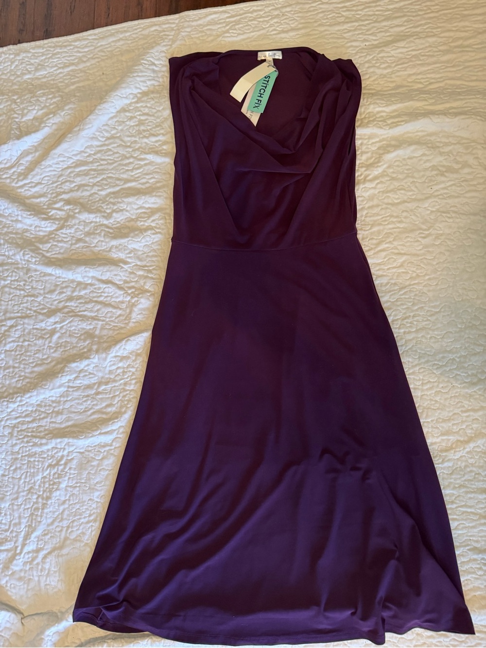 nine britton Deep Plum Cowl Neck Midi Dress
